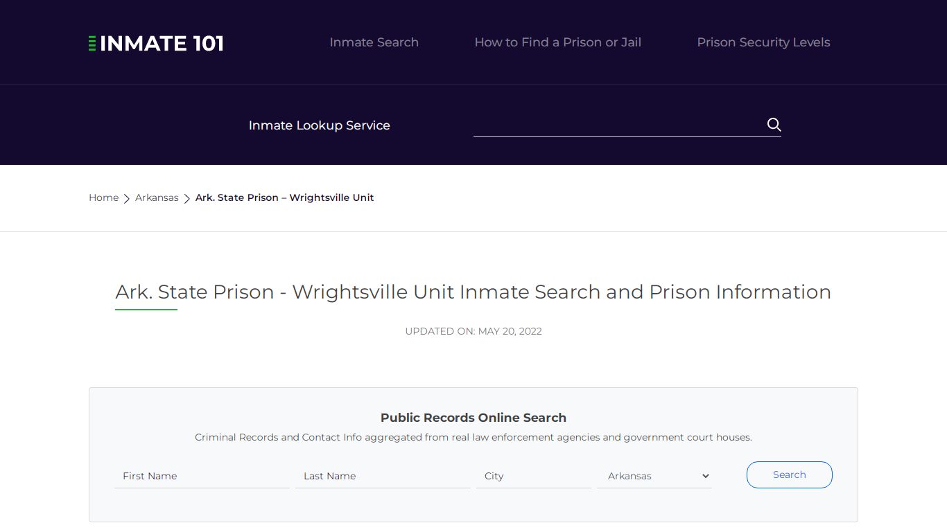 Ark. State Prison - Wrightsville Unit Inmate Search ...