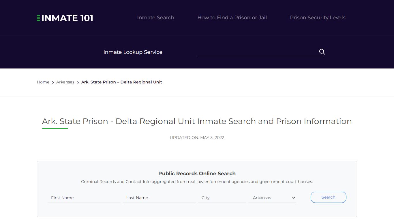 Ark. State Prison - Delta Regional Unit Inmate Search ...