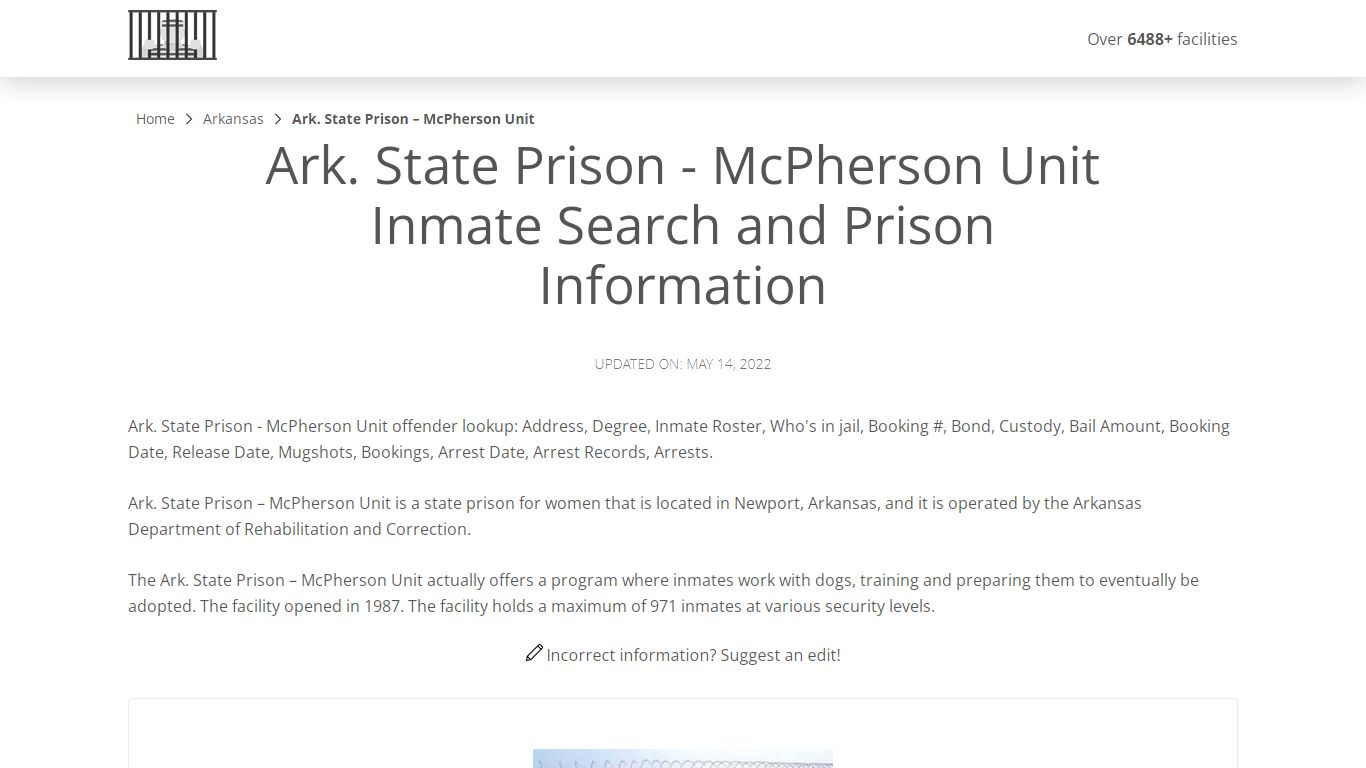 Ark. State Prison - McPherson Unit Inmate Search ...